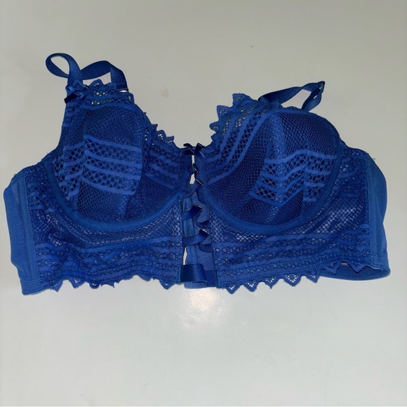 Cacique Lace Longline Lightly Lined French Balconette Bra Blue 40C - Picture 2 of 9